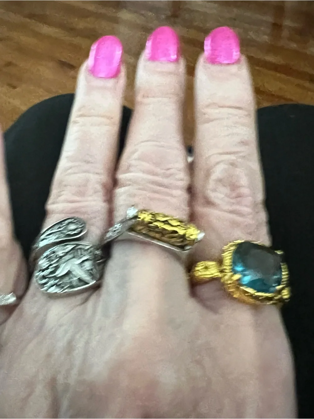 Gold and Blue Gemstone Cocktail Ring - Women's Fashion Statement